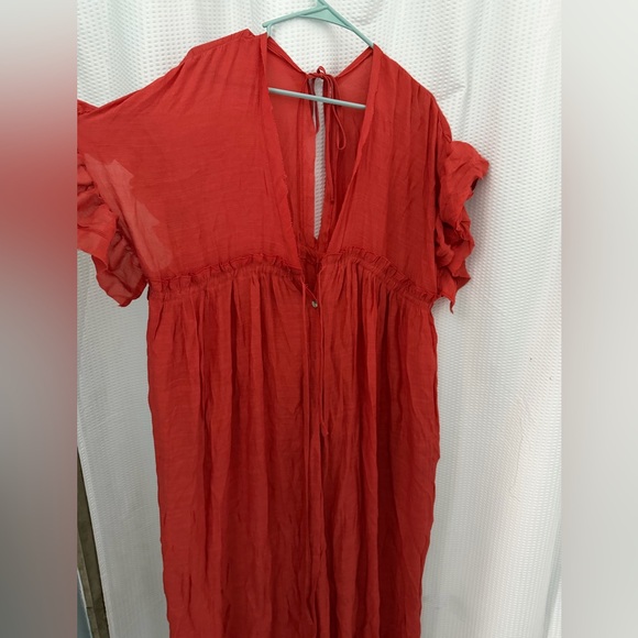 Red Ruffled Maxi Dress - Picture 2 of 3